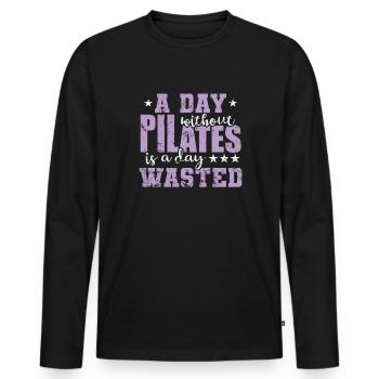Une journée sans Pilates est une journée perdue - T-shirt manches longues Premium bio Homme - noir - Devant - Nico (187cm)
