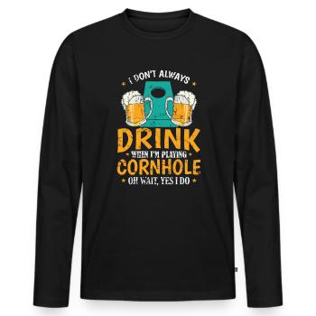 Je ne bois pas toujours quand je joue à Cornhole - T-shirt manches longues Premium bio Homme - noir - Devant - Nico (187cm)