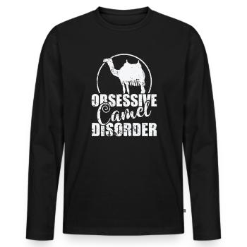 Trouble obsessionnel du chameau dromadaire - T-shirt manches longues Premium bio Homme - noir - Devant - Nico (187cm)