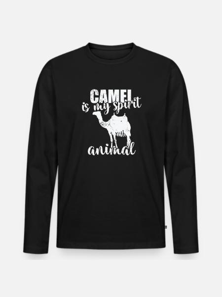 Camel is my Spirit Animal Dromedar - Männer Premium Bio Langarmshirt - Schwarz
