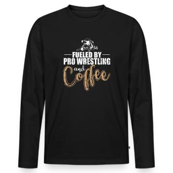 Fueled by Pro Wrestling and Coffee Show - Männer Premium Bio Langarmshirt - Schwarz - Vorne - Nico (187cm)