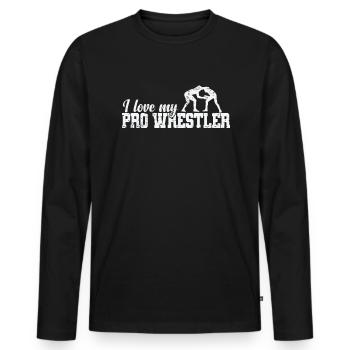 I Love my Pro Wrestler Showkampf - Männer Premium Bio Langarmshirt - Schwarz - Vorne - Nico (187cm)
