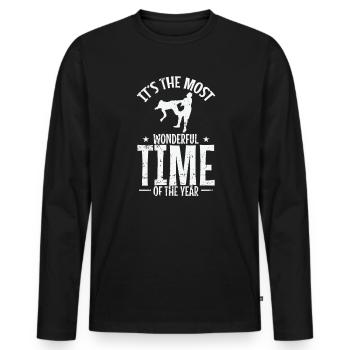 It's the most Wonderful Time of the Year - Männer Premium Bio Langarmshirt - Schwarz - Vorne - Nico (187cm)