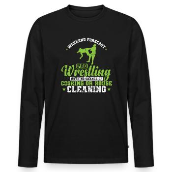 Weekend Forecast Pro Wrestling no House Cleaning - Männer Premium Bio Langarmshirt - Schwarz - Vorne - Nico (187cm)