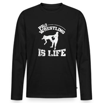 Pro Wrestling is Life Show - Männer Premium Bio Langarmshirt - Schwarz - Vorne - Nico (187cm)