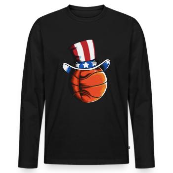 Lustige Basketball Amerika Flagge Basketallspieler - Männer Premium Bio Langarmshirt - Schwarz - Vorne - Nico (187cm)