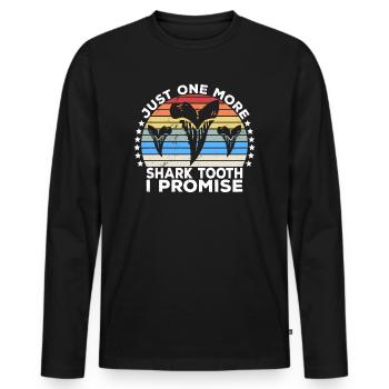 Megalodon Fossil Teeth Just One More Shark Tooth - Men's Premium Organic Long Sleeve Shirt - black - Front - Nico (187cm)