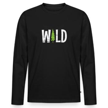 Wild Wald Baum Natur Blätter - Männer Premium Bio Langarmshirt - Schwarz - Vorne - Nico (187cm)