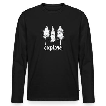 Explore Wald und Bäume Natur Blätter - Männer Premium Bio Langarmshirt - Schwarz - Vorne - Nico (187cm)