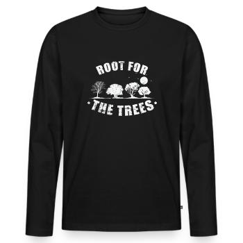 Root for the Trees Natur Wälder Blätter - Männer Premium Bio Langarmshirt - Schwarz - Vorne - Nico (187cm)