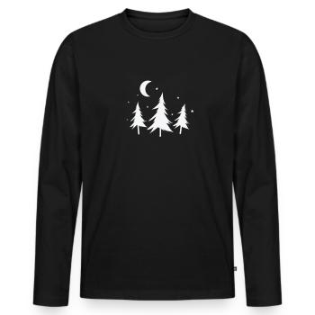 Wald bei Nacht Natur Forst Umwelt - Männer Premium Bio Langarmshirt - Schwarz - Vorne - Nico (187cm)