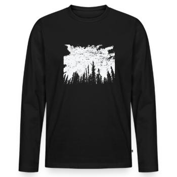 Wald in der Nacht Natur Blätter Umwelt - Männer Premium Bio Langarmshirt - Schwarz - Vorne - Nico (187cm)