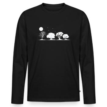 Bäume bei Vollmond Natur Wälder Blätter - Männer Premium Bio Langarmshirt - Schwarz - Vorne - Nico (187cm)