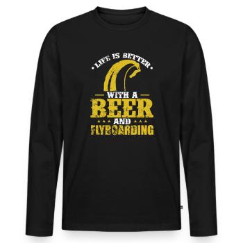 La vie est meilleure avec une bière et du flyboard - T-shirt manches longues Premium bio Homme - noir - Devant - Nico (187cm)