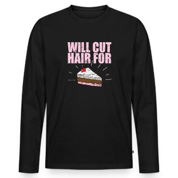 Will cut Hair for Cake Friseur Beruf Haare - Männer Premium Bio Langarmshirt - Schwarz - Vorne - Nico (187cm)