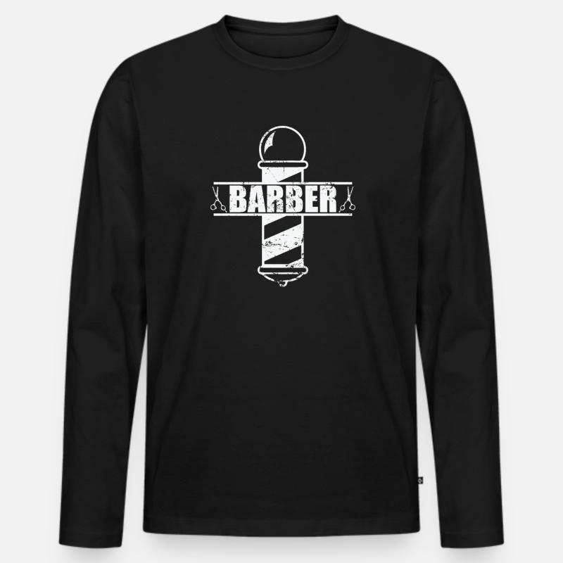 Barber Beruf Haarschnitt Friseur - Männer Premium Bio Langarmshirt - Schwarz