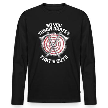 Axe Throwing Hatchet Thrower So You Throw Darts - Men's Premium Organic Long Sleeve Shirt - black - Front - Nico (187cm)