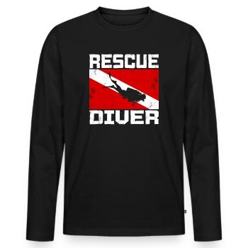 Dive Master Rescue Diver Scuba Diving Instructor - Men's Premium Organic Long Sleeve Shirt - black - Front - Nico (187cm)