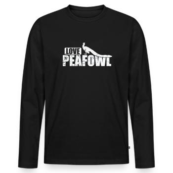 Love Peafowl Bird Plumage Zoo - Men's Premium Organic Long Sleeve Shirt - black - Front - Nico (187cm)