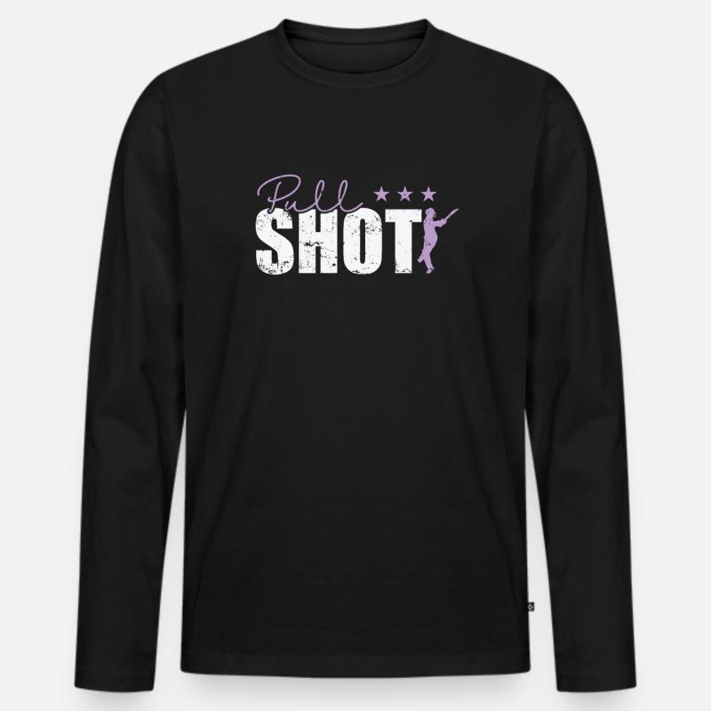 Pull Shot Cricket - Männer Premium Bio Langarmshirt - Schwarz