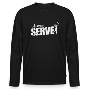 Volley-ball Jump Serve - T-shirt manches longues Premium bio Homme - noir - Devant - Nico (187cm)