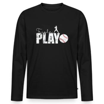 Triple Play Baseball - Men's Premium Organic Long Sleeve Shirt - black - Front - Nico (187cm)