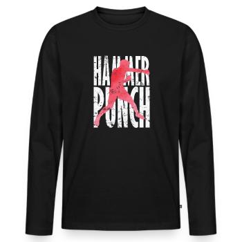 Hammer Punch Boxing MMA - Men's Premium Organic Long Sleeve Shirt - black - Front - Nico (187cm)