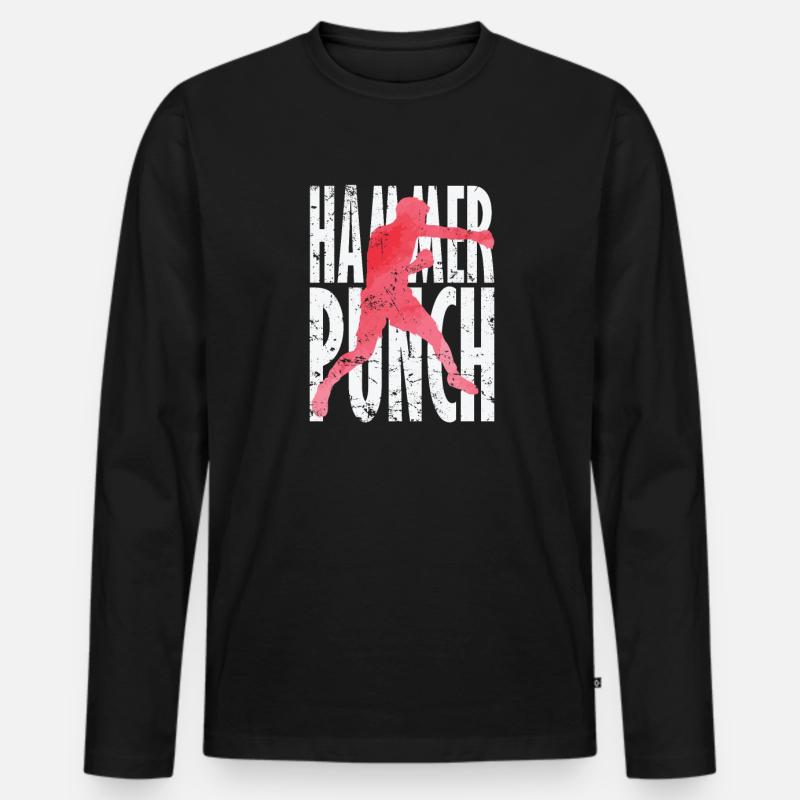 Hammer Punch Boxen MMA - Männer Premium Bio Langarmshirt - Schwarz