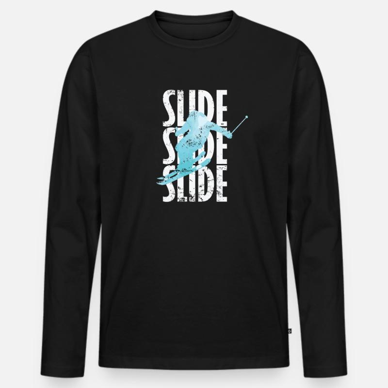 Slide Skifahren - Männer Premium Bio Langarmshirt - Schwarz