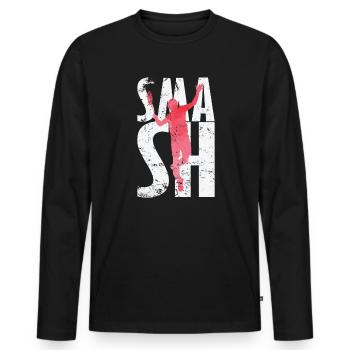 Smash Badminton - T-shirt manches longues Premium bio Homme - noir - Devant - Nico (187cm)
