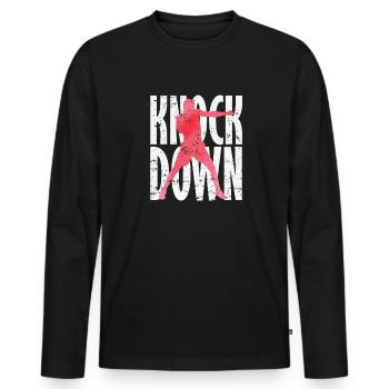 Boxe Knock Down - T-shirt manches longues Premium bio Homme - noir - Devant - Nico (187cm)
