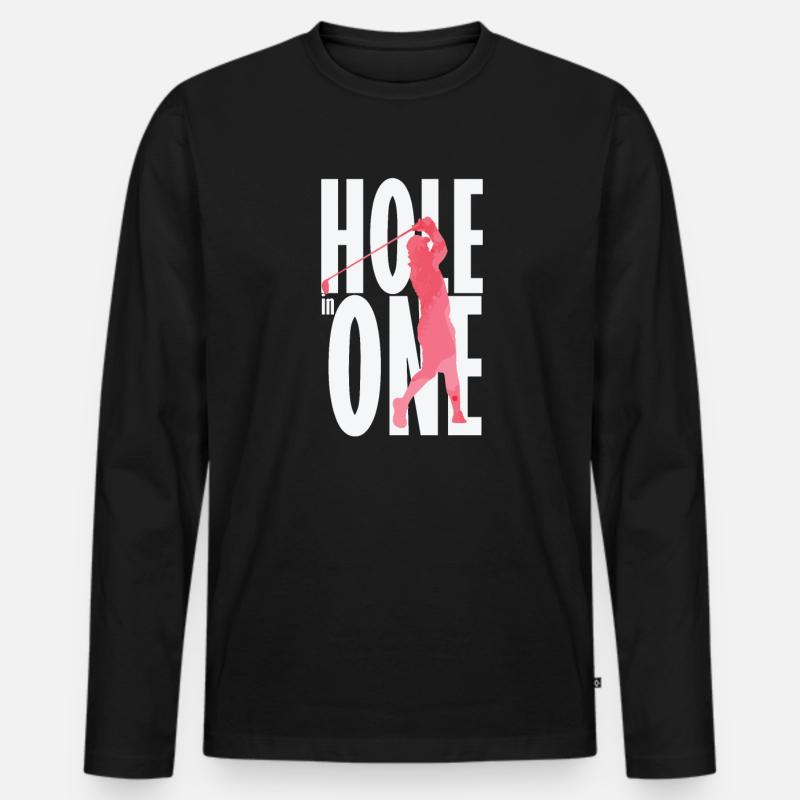 Hole in One Golf - Männer Premium Bio Langarmshirt - Schwarz