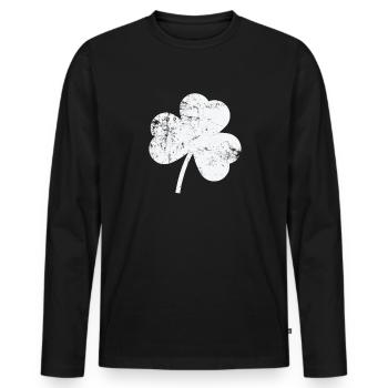 Shamrock Saint-Patrick Irlandais - T-shirt manches longues Premium bio Homme - noir - Devant - Nico (187cm)