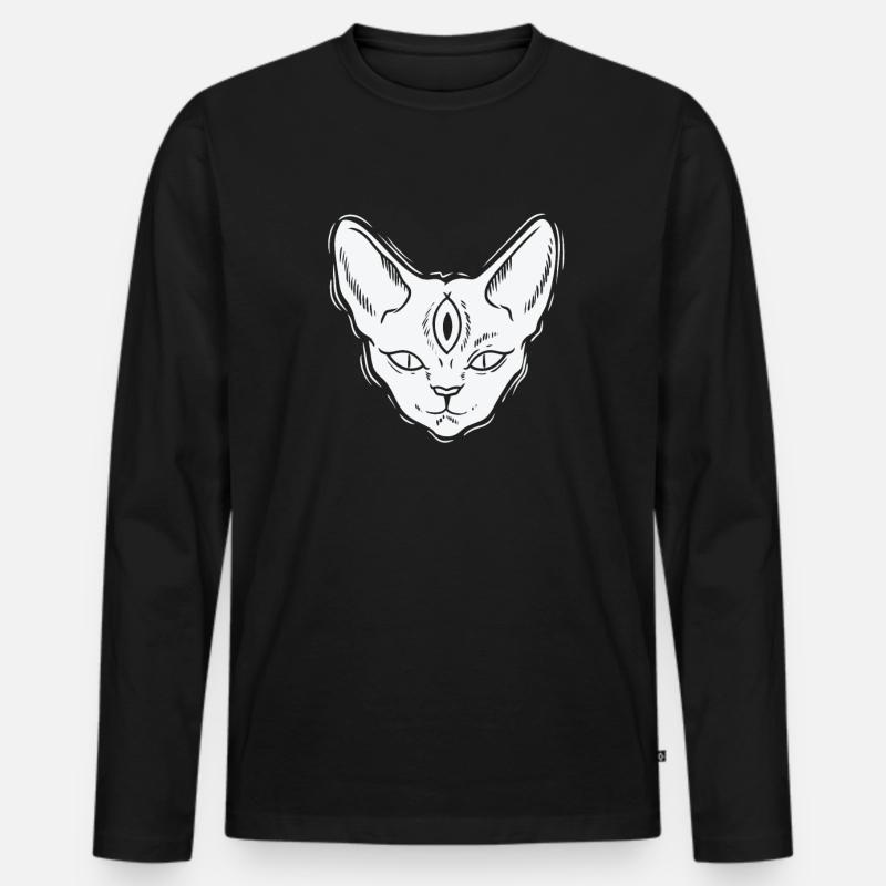 Katze im Gothic Stil Grusel - Männer Premium Bio Langarmshirt - Schwarz