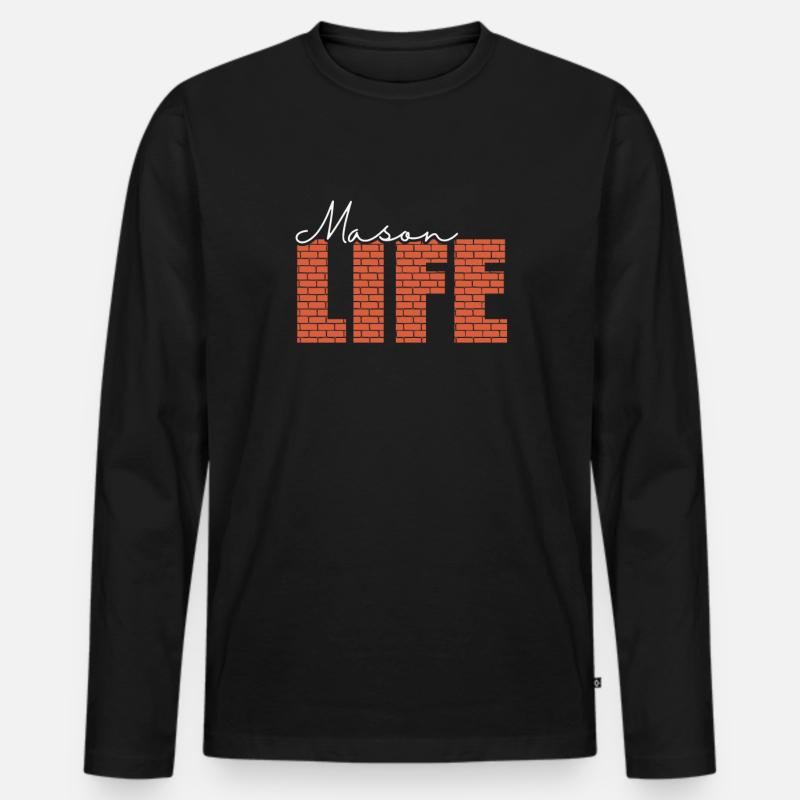 Mason Life Beruf Handwerker - Männer Premium Bio Langarmshirt - Schwarz