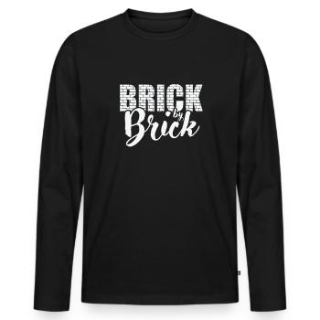 Brique par Brick Mason Artisan Profession - T-shirt manches longues Premium bio Homme - noir - Devant - Nico (187cm)