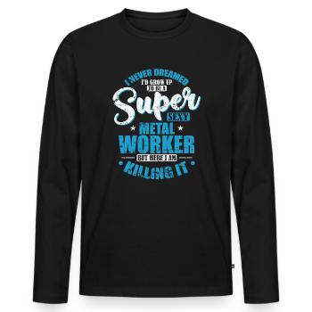 Je deviendrais un métallurgiste super sexy - T-shirt manches longues Premium bio Homme - noir - Devant - Nico (187cm)