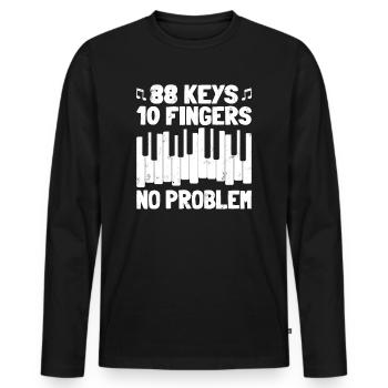 88 Keys 10 Fingers Pianist Piano Keyboard Player - Men's Premium Organic Long Sleeve Shirt - black - Front - Nico (187cm)
