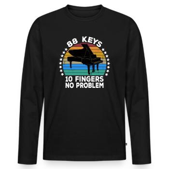 88 Keys 10 Fingers Pianist Piano Keyboard Player - Men's Premium Organic Long Sleeve Shirt - black - Front - Nico (187cm)