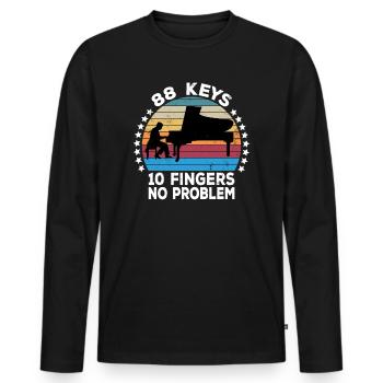 88 Keys 10 Fingers Pianist Piano Keyboard Player - Men's Premium Organic Long Sleeve Shirt - black - Front - Nico (187cm)