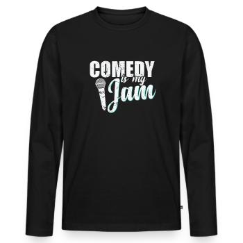 La comédie est mon Jam Humor Witz - T-shirt manches longues Premium bio Homme - noir - Devant - Nico (187cm)