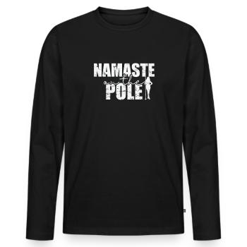 Namaste on the Pole Poledance Stange - Männer Premium Bio Langarmshirt - Schwarz - Vorne - Nico (187cm)