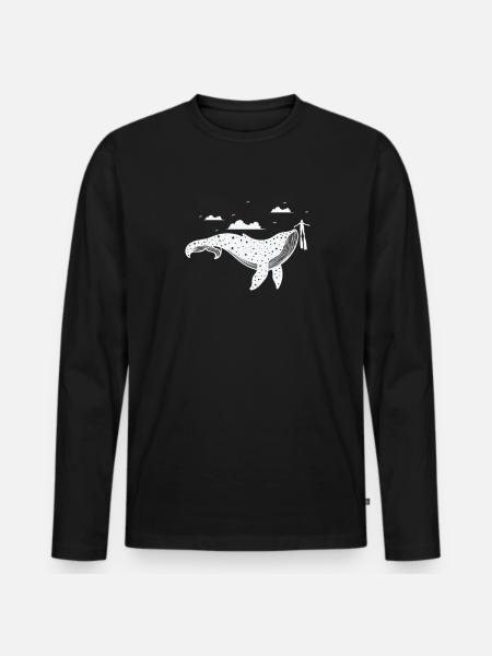Pattern on whale with diver - Men's Premium Organic Long Sleeve Shirt - black