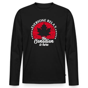 The Canadian Is Here Canada Flag Symbol Home Pride - Men's Premium Organic Long Sleeve Shirt - black - Front - Nico (187cm)