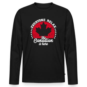 The Canadian Is Here Canada Flag Symbol Home Pride - Men's Premium Organic Long Sleeve Shirt - black - Front - Nico (187cm)