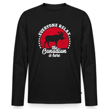 The Canadian Is Here Canada Flag Symbol Home Pride - Men's Premium Organic Long Sleeve Shirt - black - Front - Nico (187cm)