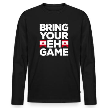Bringen Sie Ihr Eh Game Canada Flaggensymbol nach Hause Stolz - Männer Premium Bio Langarmshirt - Schwarz - Vorne - Nico (187cm)