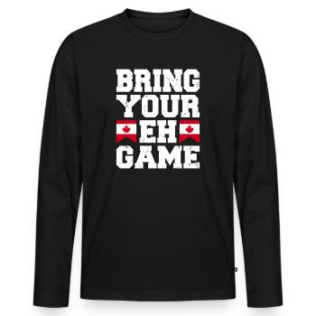 Bringen Sie Ihr Eh Game Canada Flaggensymbol nach Hause Stolz - Männer Premium Bio Langarmshirt - Schwarz - Vorne - Nico (187cm)