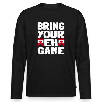 Bringen Sie Ihr Eh Game Canada Flaggensymbol nach Hause Stolz - Männer Premium Bio Langarmshirt - Schwarz - Vorne - Nico (187cm)