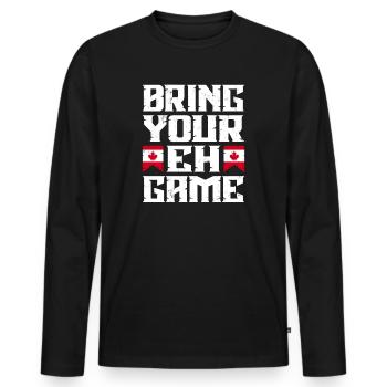 Bringen Sie Ihr Eh Game Canada Flaggensymbol nach Hause Stolz - Männer Premium Bio Langarmshirt - Schwarz - Vorne - Nico (187cm)
